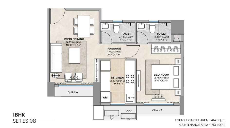 Tricity-Delta-Aevon-City-Floor-Plan-1-BHK-414-Sqft
