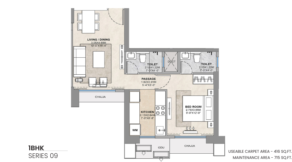 Tricity-Delta-Aevon-City-Floor-Plan-1-BHK-416-Sqft
