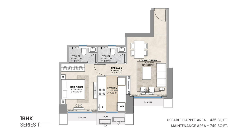 Tricity-Delta-Aevon-City-Floor-Plan-1-BHK-435-Sqft