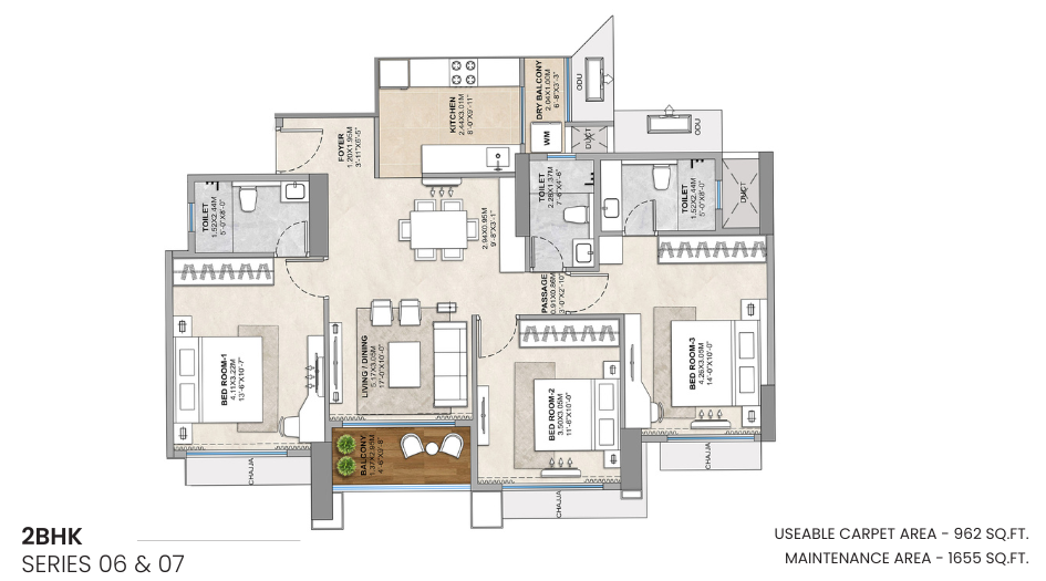 Tricity-Delta-Aevon-City-Floor-Plan-2-BHK-962-Sqft